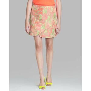 TED BAKER NWT Keleche Neon Coral Jacquard Wrap Skirt // 2